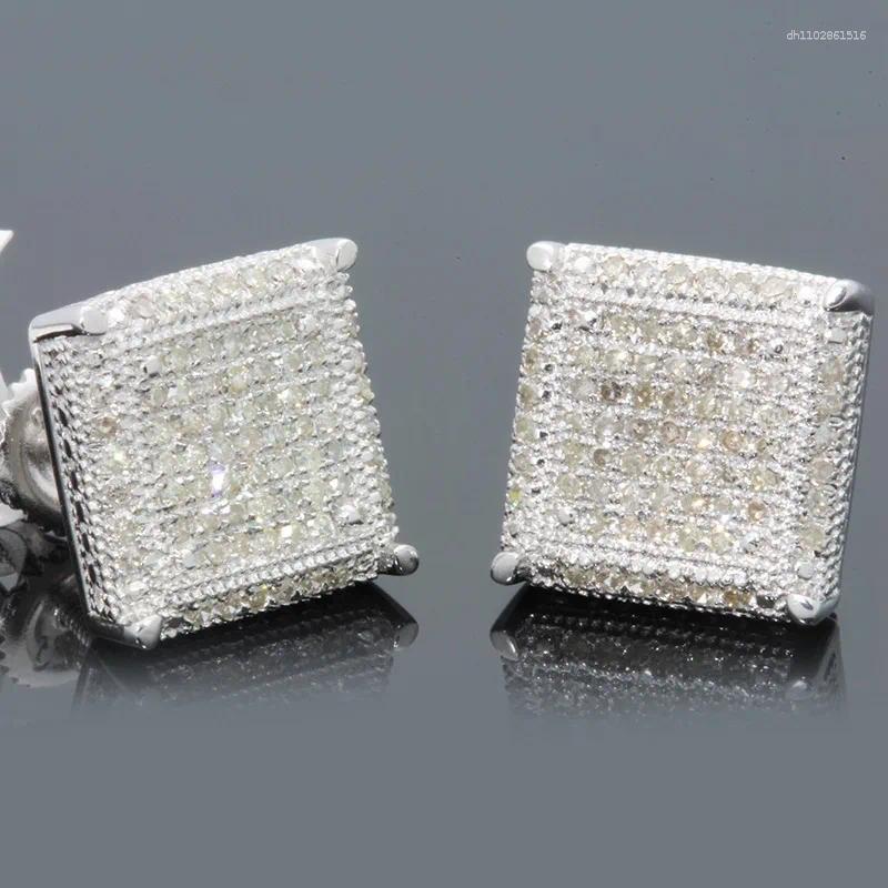 Stud Earrings Rock Hip Hop Iced Out For Women Men Male Ice Studded Zircon Silver Color Piercing Ear Accessories Trend Jewelry