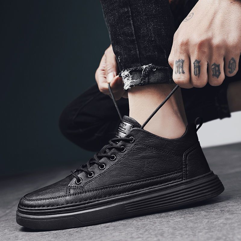 Men's Autumn Casual Leather Kitchen Chef Waterproof Flat Non Slip Wear Resistant Work Labor Insurance Trendy Shoes