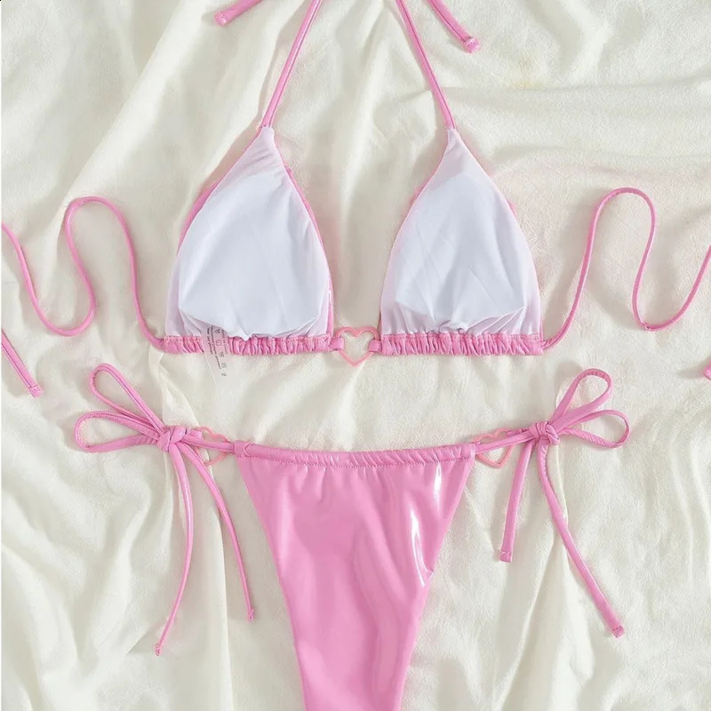 Sexy PU bikini 2025 womens swimsuit womens swimsuit Brazilian bikini swimsuit swimming pool swimsuit 250110