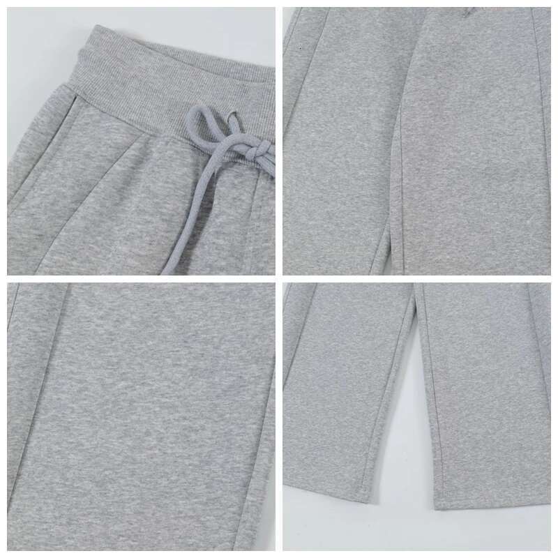 Retro Three-Dimensional Cut Drawstring Baggy Grey Sweatpants Men 2024 Loose Casual Straight Leg Joggers Cotton Sport Pants Y2k