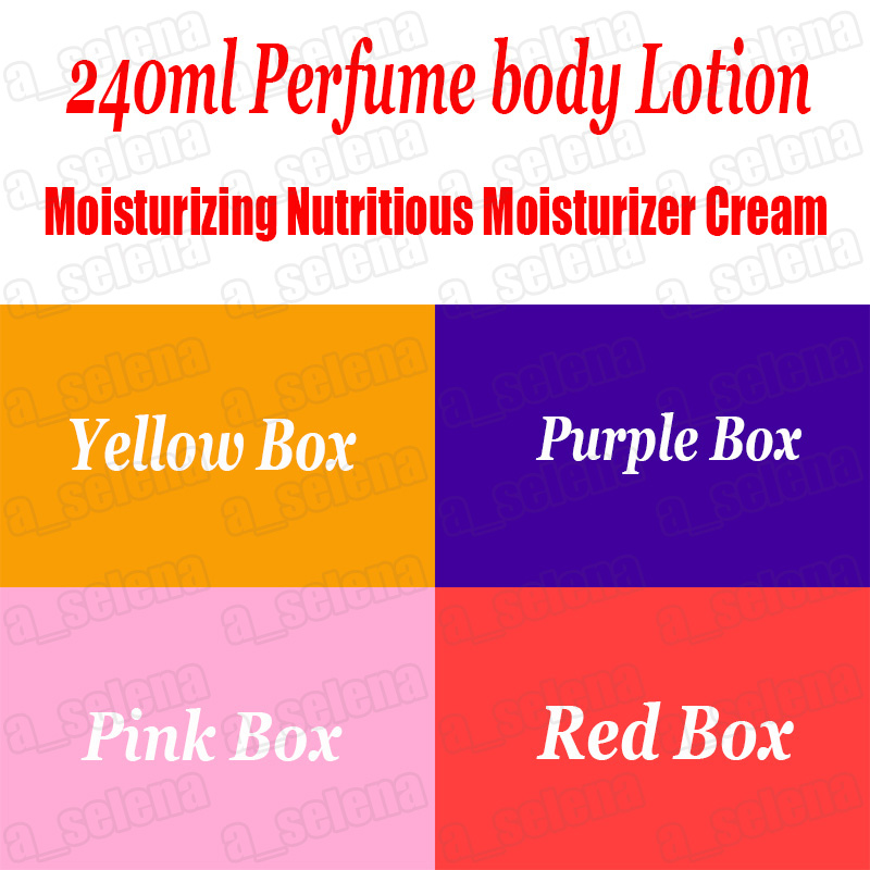 Perfume body Lotion 240ml Moisturizing Nutritious Moisturizer Cream Purple Yellow Red Pink Bottle for choose