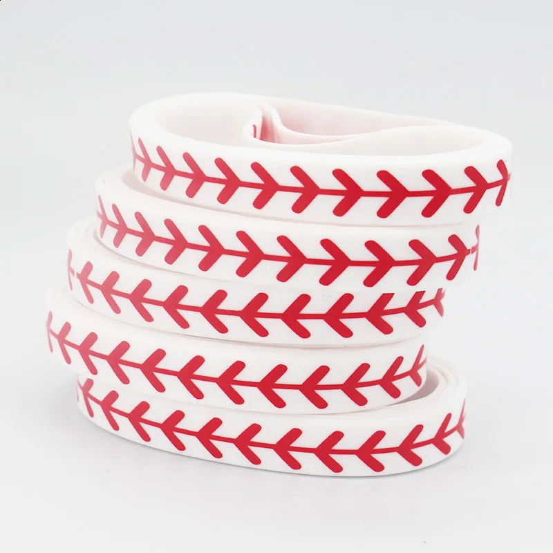 100PCS Softball Silicone Bracelet Sports Rubber Band Men Women Silicone Baseball Sports Bracelets Fashion Accessories 250107