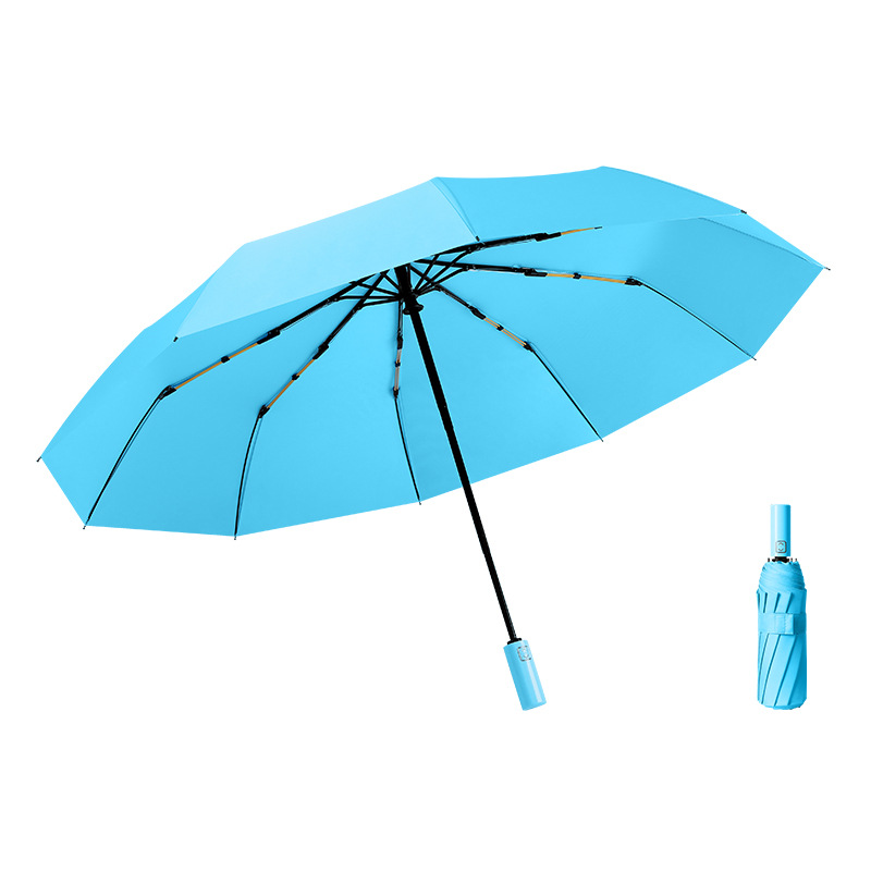 Triple-Fold Automatic Sunscreen Umbrella - Dual Layer, UV Protective, Suitable for Ads