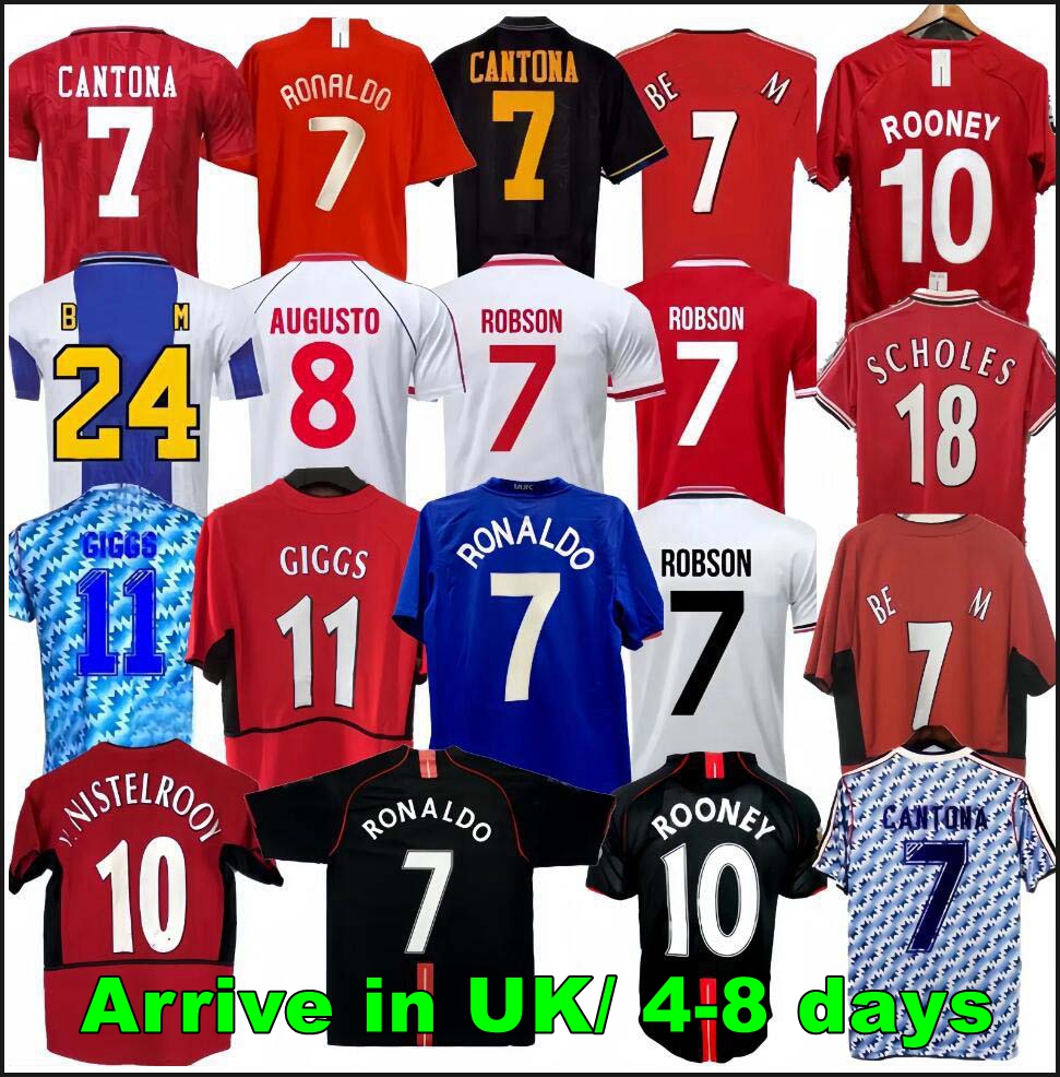 Retro 02 03 04 05 06 07 08 90 92 93 94 96 97 98 99 00 home away soccer Jersey 86 88 RONALDOS CANTONA KEANE SCHOLES GIGGS ROONEY SOLSKJAER Jerseys football shirt
