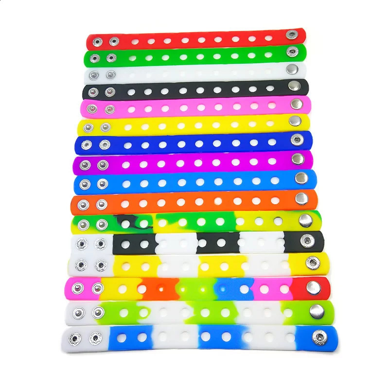 50pcs 18CM Wristbands Silicone Bracelets Fit Shoe Charms Kids gifts 250107