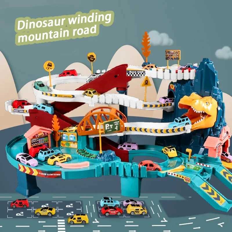 Electric Dinosaur Mountain Track Car Adventure Game Racing Rail Car Toys Track Interactive Train Childrens Educational Toys X250114