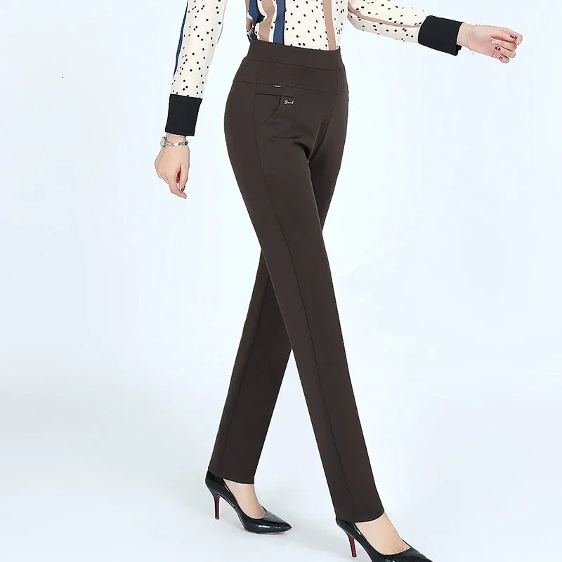 y2k autumn Plus Size Womens Pants Fashion Solid color Skinny high waist elastic Trousers Fit Lady pants sets Woman clothing 250106