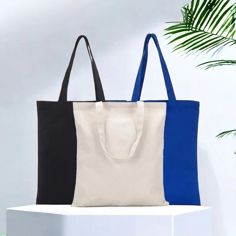 5/10/50pcs/lot Customized canvas shopping bag womens large capacity tote bags daily commuting bag print your 37x40cm250114