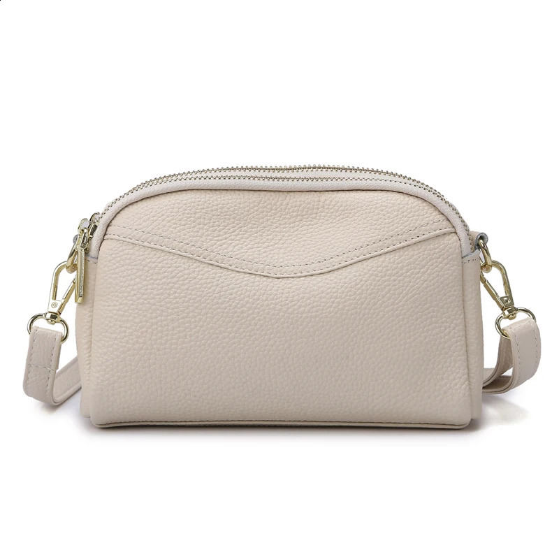 2024 Solid Color Simple Womens Shoulder Bag Genuine Leather Women Crossbody Bags Fashion er Female Wallet Sac 250106