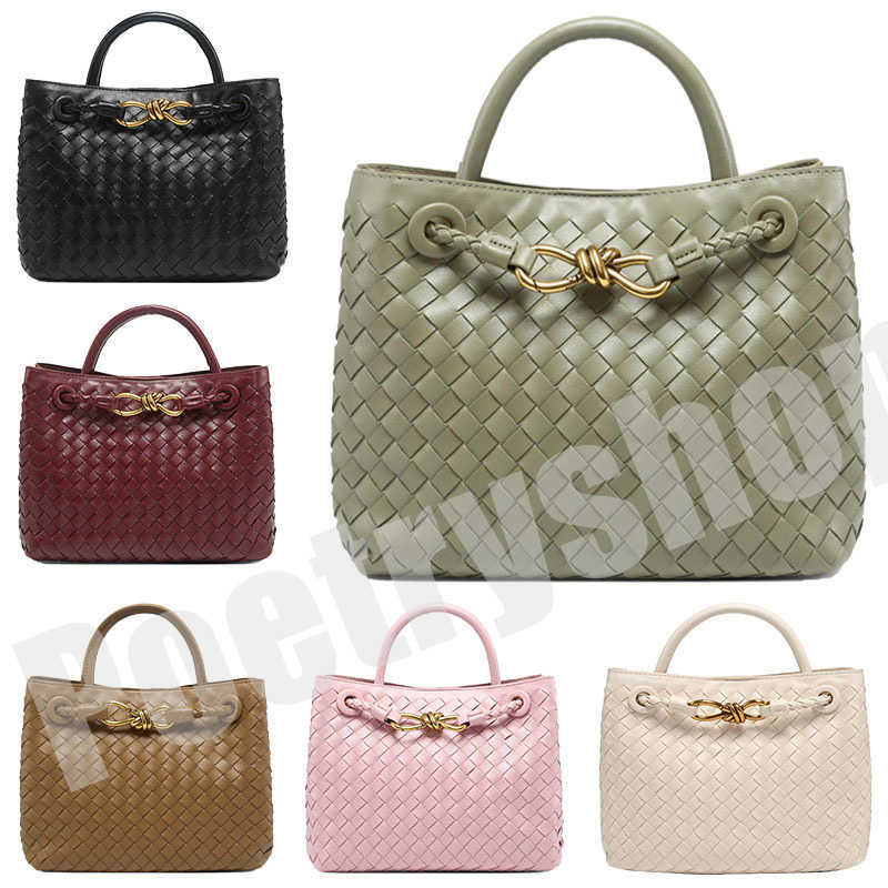 Andiamo B Designer Bag Family Tote Bag Braided Tote Bag Buckle Raw leather braided Womens portable shoulder crossbody bag Laptop bag FallWinter Party