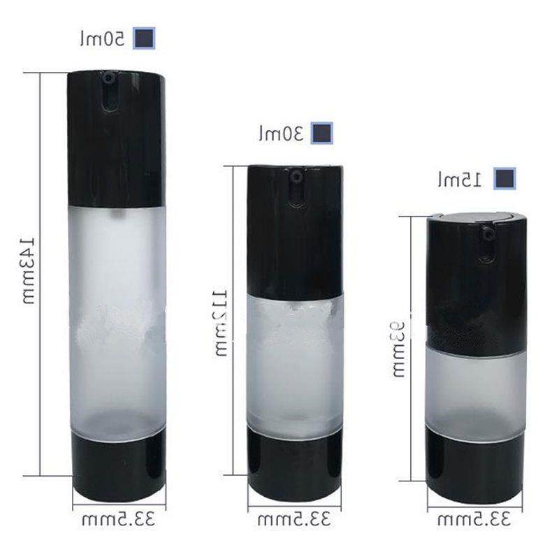 15ml 30ml black frosted Bottle airless vacuum pump lotion bottle with pump frost 50ml plastic Refillable Bottles Ltmul