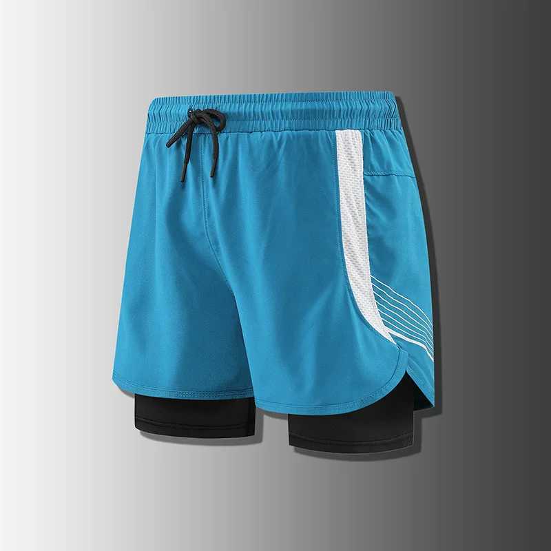 2024 New Running Shorts 2-in-1 Double layer Mens Fashion Gradient Stretch Sports Shorts Summer Gym Training W250324