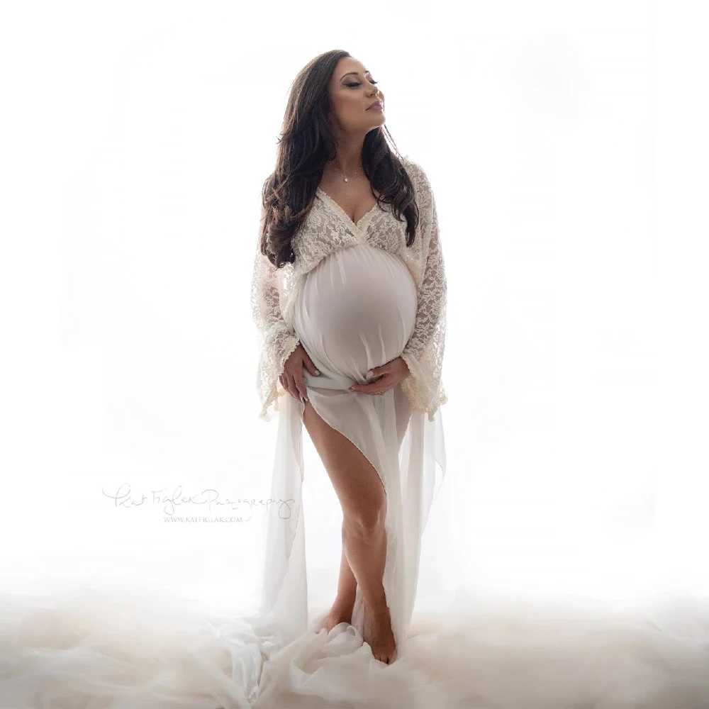 Lace Bohemian maternity photography dress sexy V-neck chiffon maternity shower dress maternity photography dress W250113