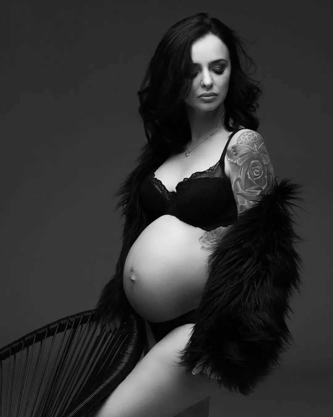 Luxury artificial simulated fox fur maternity outfit photo shooting bodyguard set maternity outfit W250113