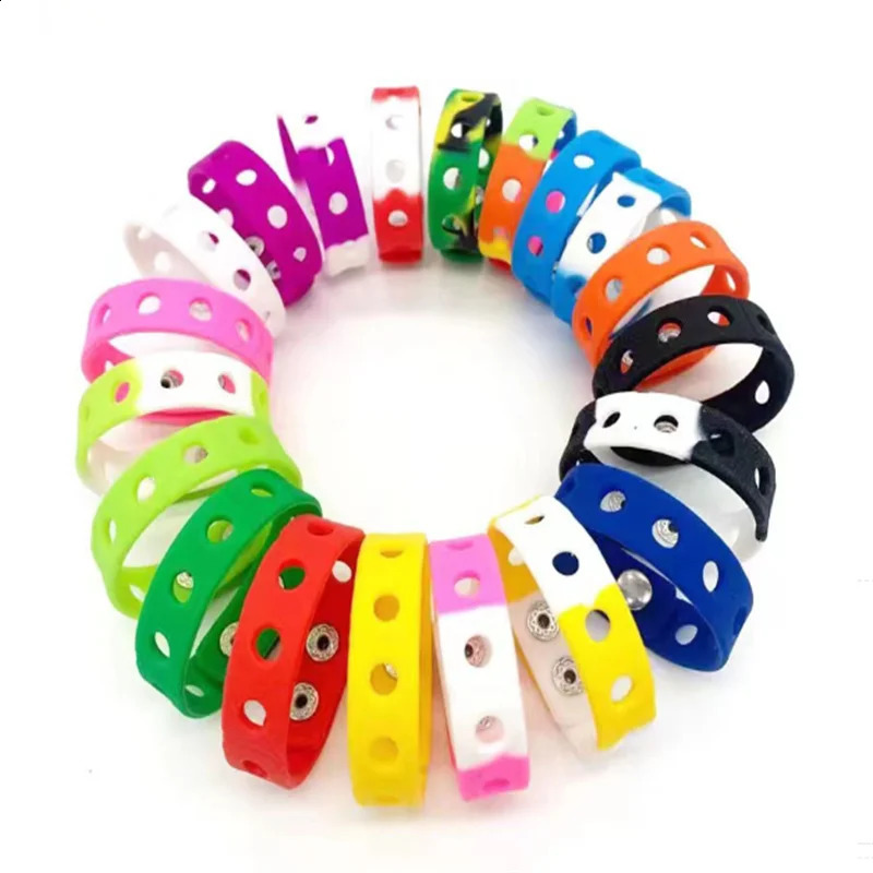 50pcs 18CM Wristbands Silicone Bracelets Fit Shoe Charms Kids gifts 250107