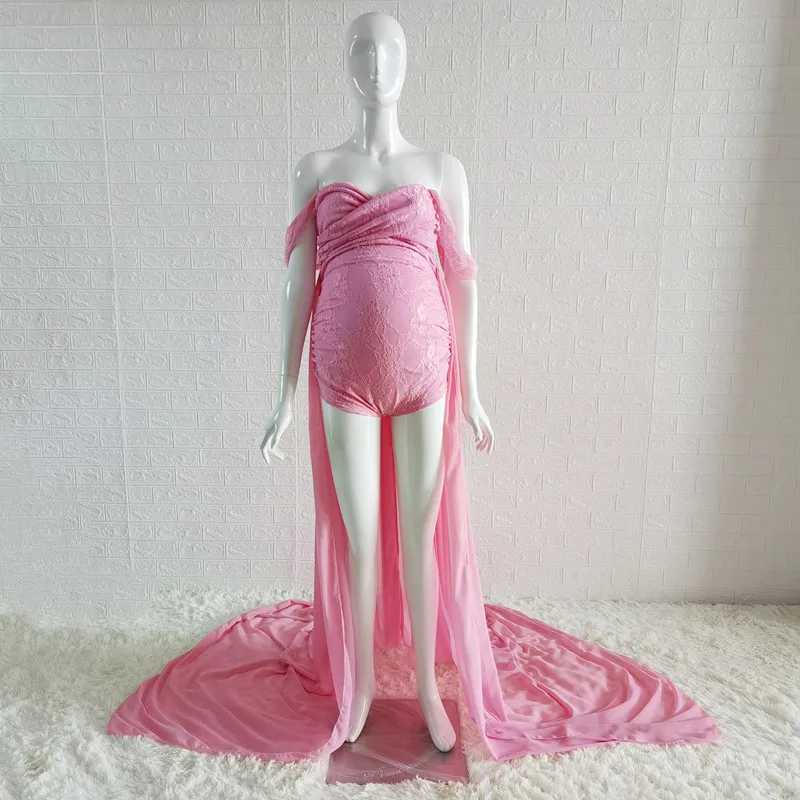 Pregnant womens photography props V-neck sleeveless lace jumpsuit long skirt womens clothing model pregnant womens fashionable body W250113
