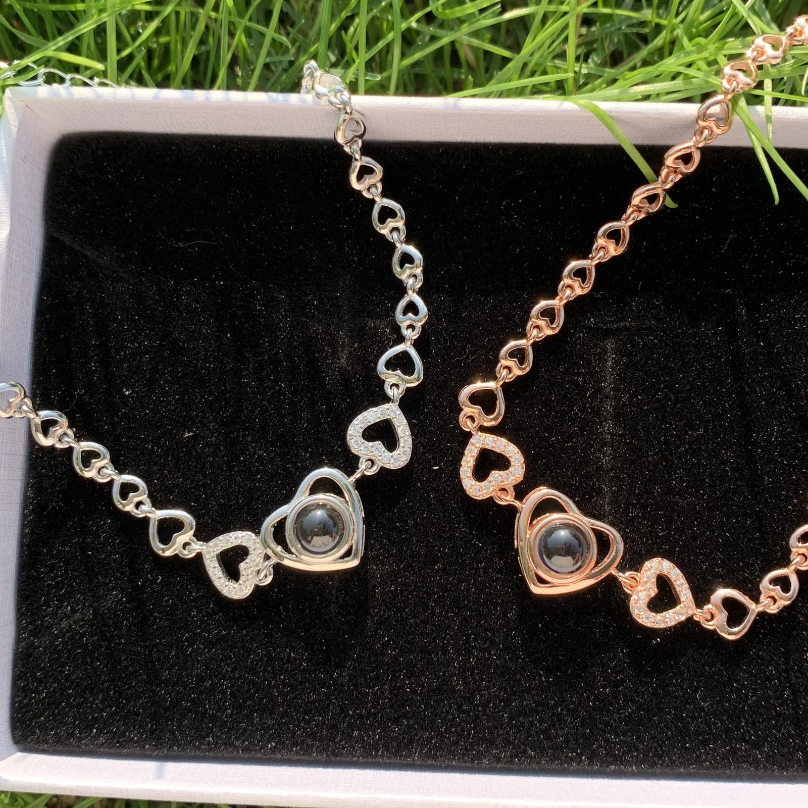 Hearts Bracelet Personalized Projection Po Bracelets Bracelet-Projection Memorial Custom Image Jewelry Women Christmas Gift 250107