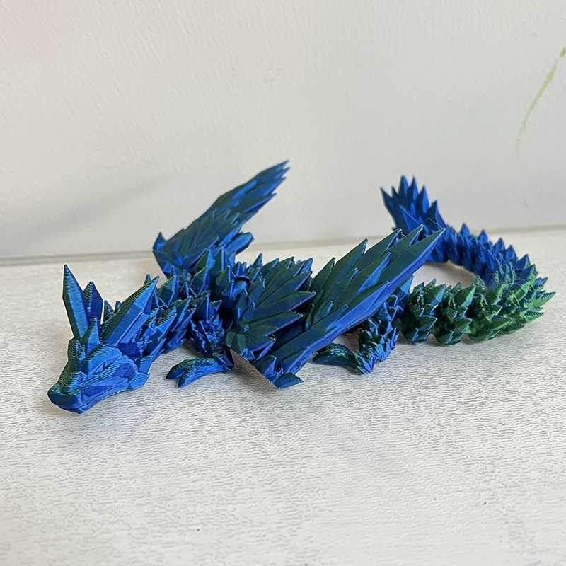 3D Printed Gem Dragon Western Sle Colorful Full Body Movable Dragon Toy Crafts Desktop Dragons Figurines Ornament Table Decor Z250118