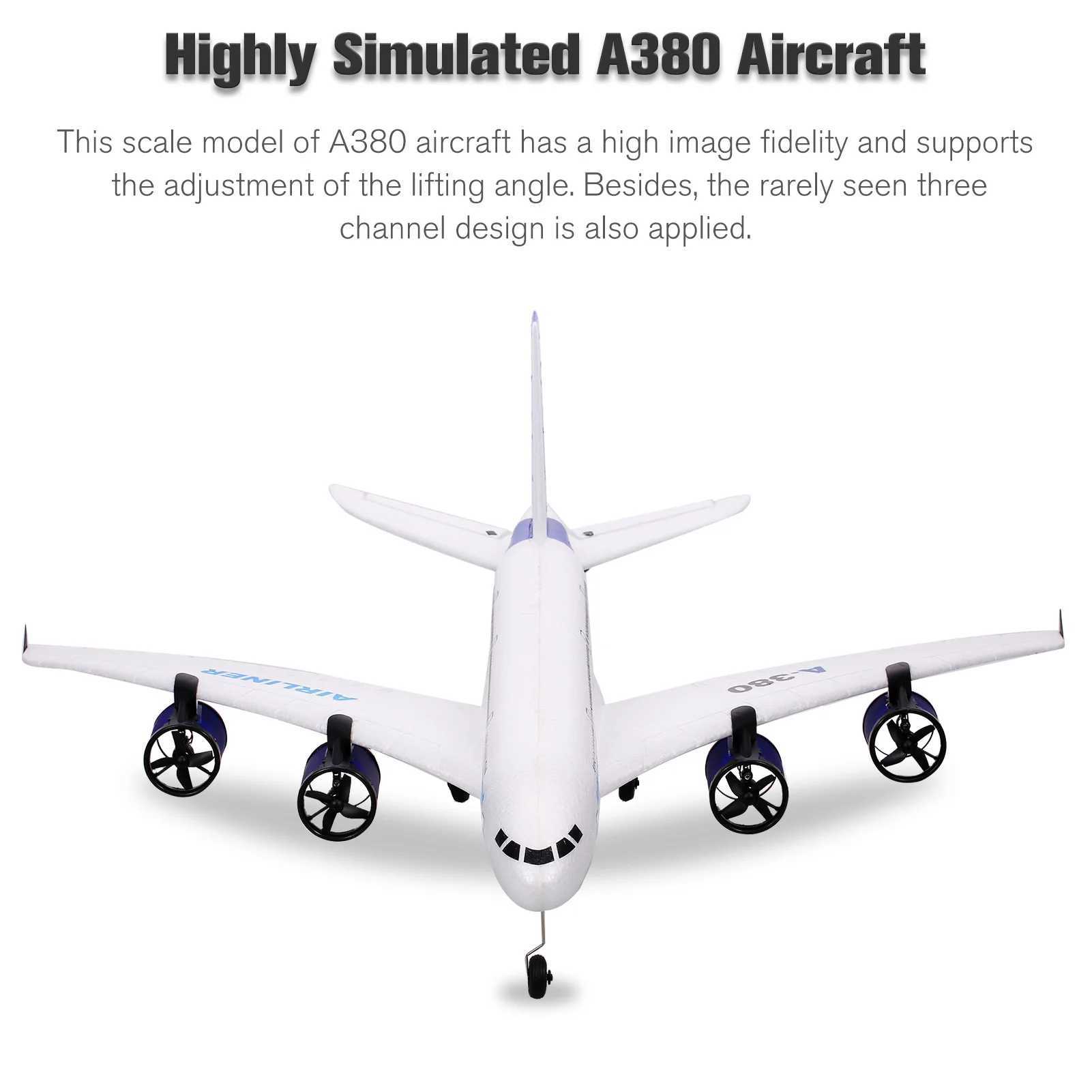 A380 2.4G RC Airplane Flying Aircraft Glider with LED Searchlight 3CH for Beginner EPP Foam Fixed Wing Airplane Foam Plane Remo X250114