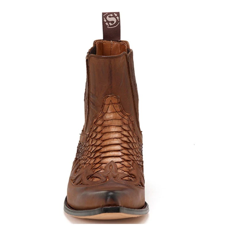 Men Boots Pointed Python Pattern Short Sleeve Casual Versatile Eur Size 38-48 250106