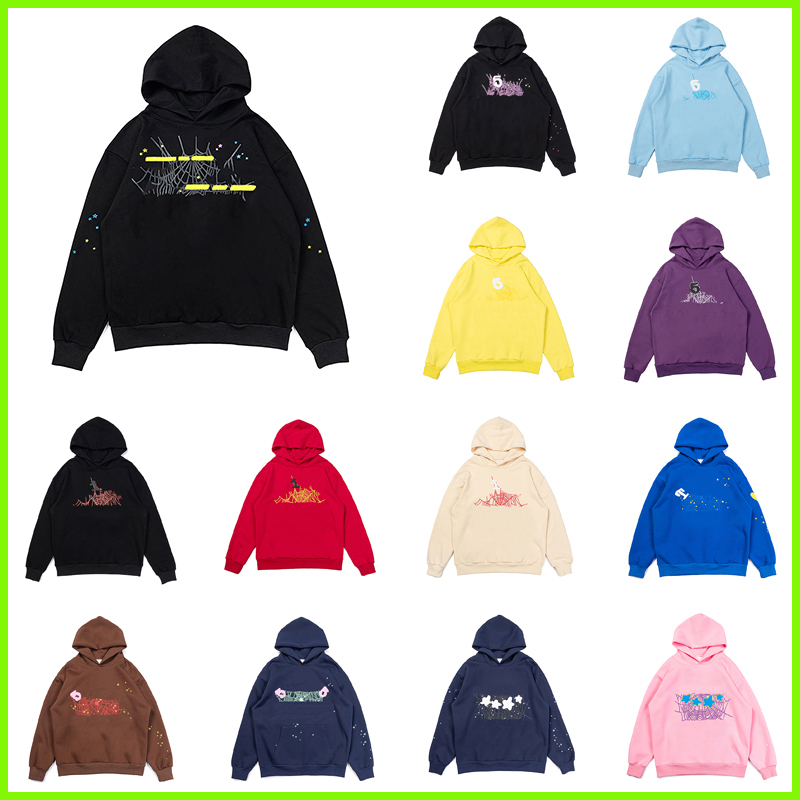 mens hoodie Mens Web Hoodie for men 2024 Sweatshirts Hoody Women grid cobweb pink Hoodies Hip Hop Tracksuit Puff Print Pullover net pants suit Trousers s--xl