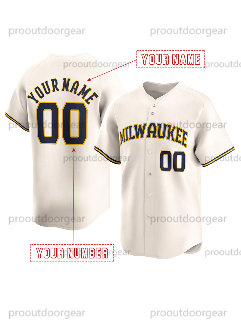 Baseball Jersey CONTRERAS YELICH Chourio Yount Frelick Adames Custom Sweatshirt - Embroidered Baseball Jerseys