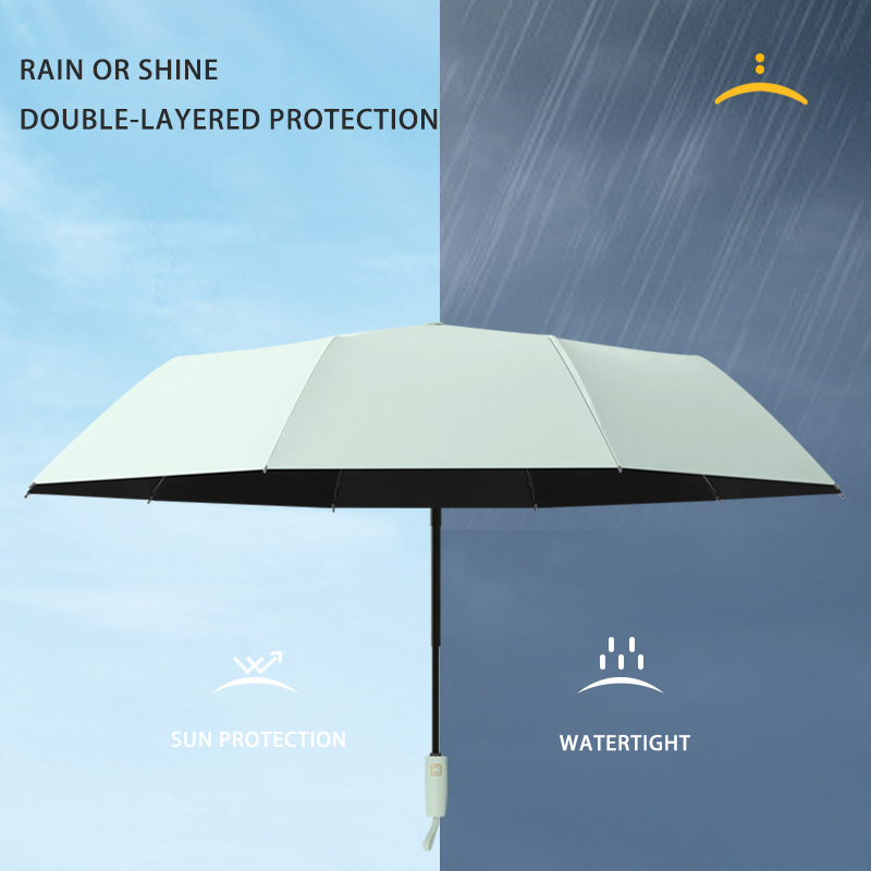 Bulk Orderable Double-Purpose Auto Foldable Umbrellas with Anti-UV Feature and Personalized Silicon Grip