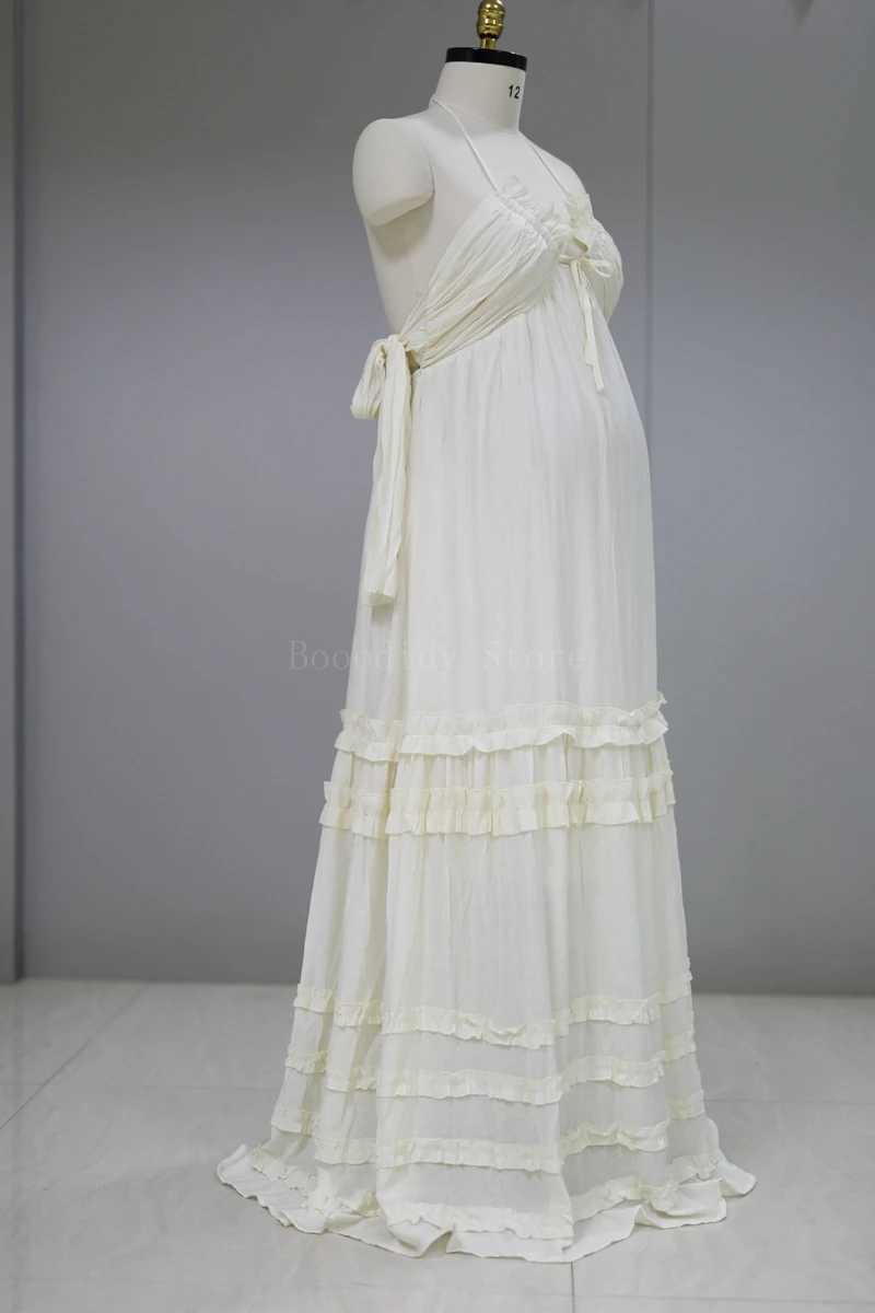 Bohemian Summer Wedding Dress - Linen V-neck Casual Chiffon W250113