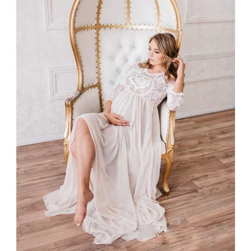 Womens lace patchwork maternity photography trailer long sleeved dress for Photosoot pregnancy night W250113