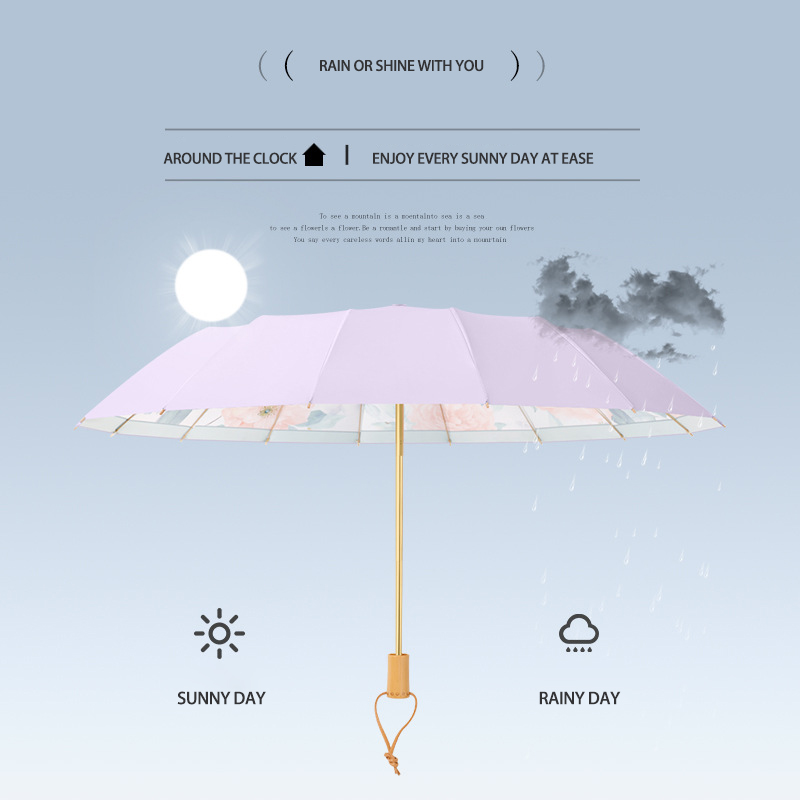 Elegant UV Shielding Parasol for Women - Large Size, Lightweight Folding Design