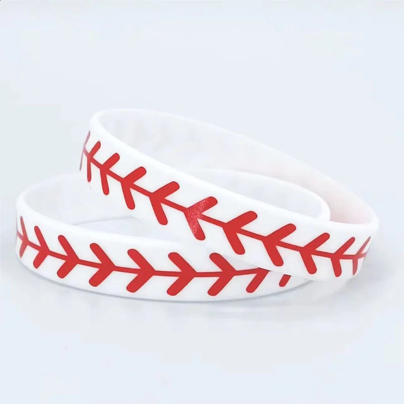 100PCS Softball Silicone Bracelet Sports Rubber Band Men Women Silicone Baseball Sports Bracelets Fashion Accessories 250107