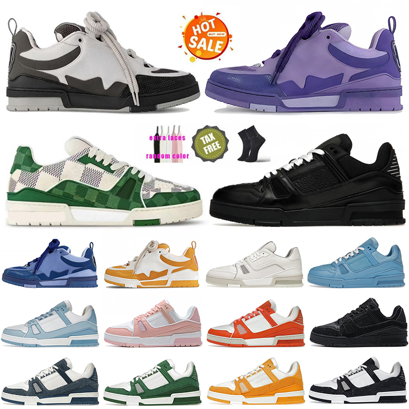 Low Designer Casual Shoes Skate Sneakers Denim Canvas Calfskin Leather White Green Red Blue Letter Fashion Platform Tennis Mens Womens V Virgil Trainers 36-45