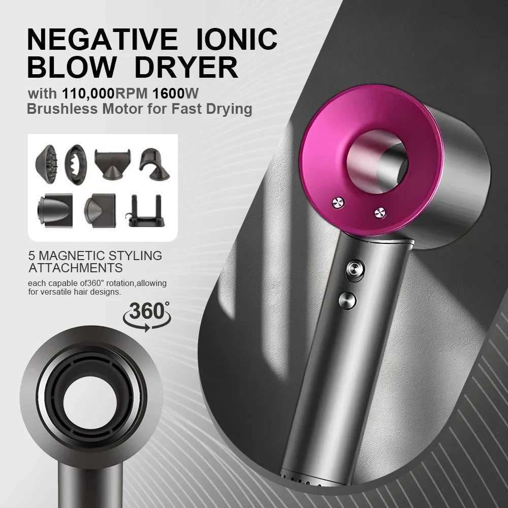 1.8m Professional Leafless Hair Dryer Negative Lon Hair Care Quick Home Powerful Hairdryer Constant 200 Million Anion Blow Dryer W250114
