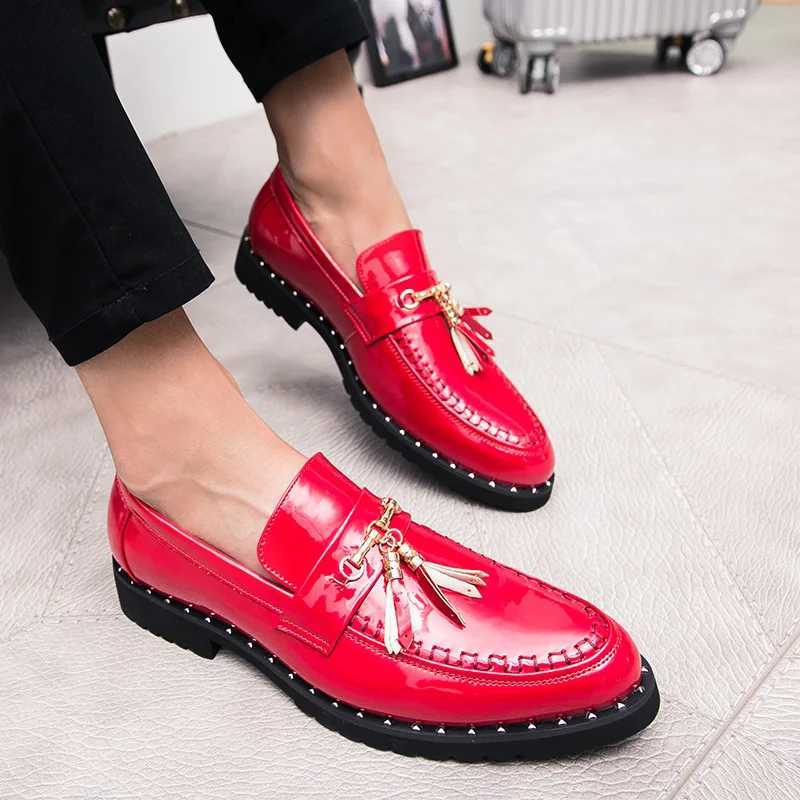Luxury Red Patent Mens Formal Shoes Leather Designer Tassels Mens Oxford Shoes Fi Wedding Mens Dress Shoes Sapato SocialXJ250319