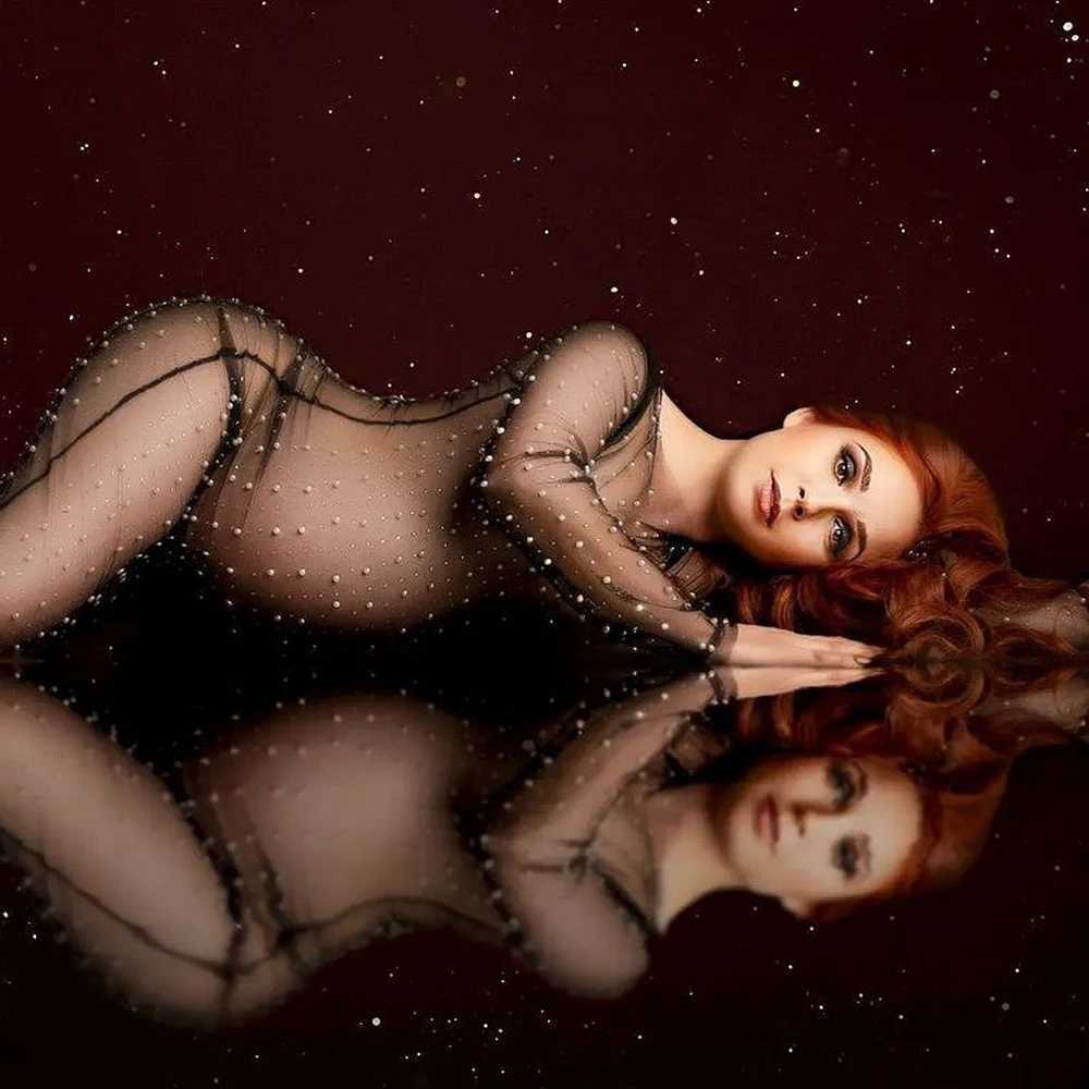 Pregnant womens photography props dress transparent chiffon pearl pregnant womens dress pregnant womens sexy dress W250113