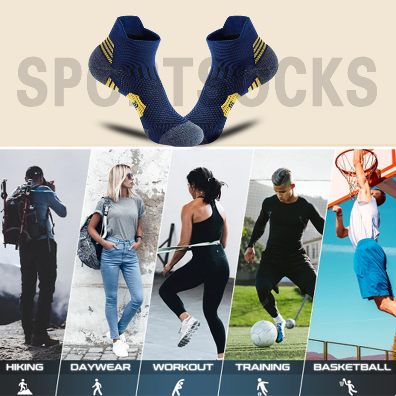 3 Pairs Professional MEN'S Sports Socks Outdoor Running Fitness Climbing Thick Quick Drying Towel Short Socks for Man 39-45
