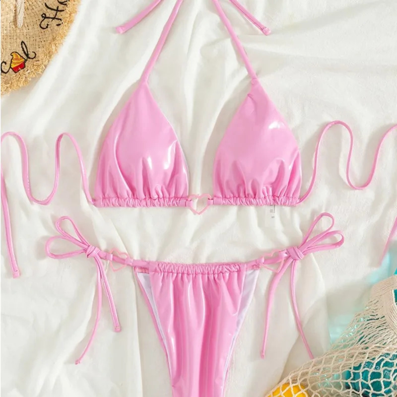 Sexy PU bikini 2025 womens swimsuit womens swimsuit Brazilian bikini swimsuit swimming pool swimsuit 250110