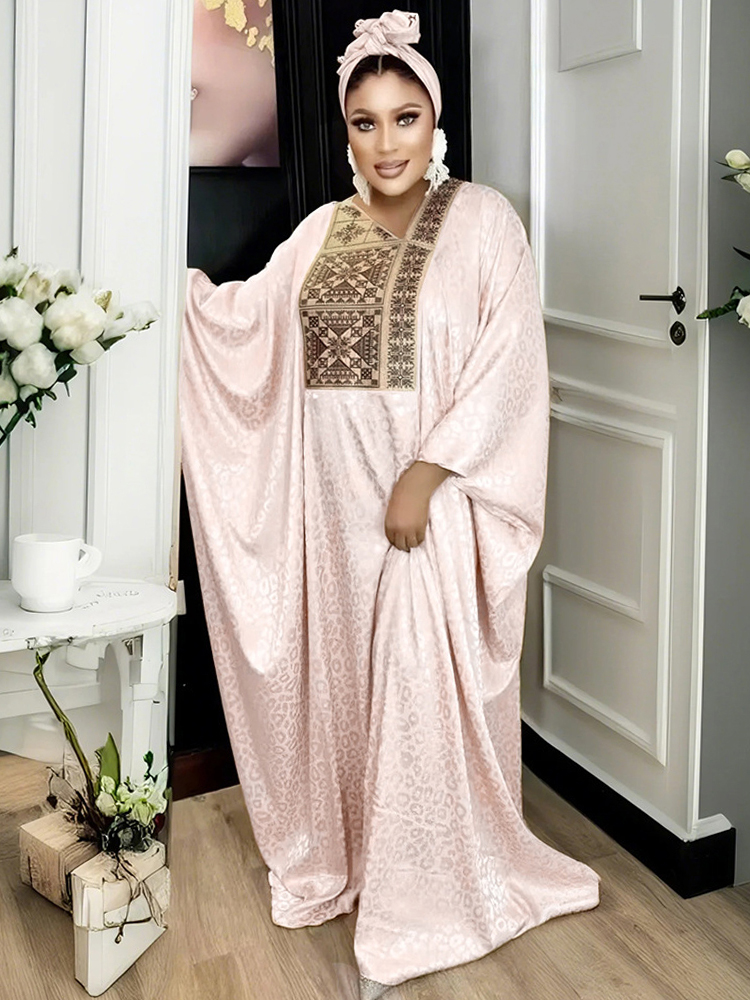 African ethnic style long skirt robe Middle Eastern Muslim women's V-neck plus size dress