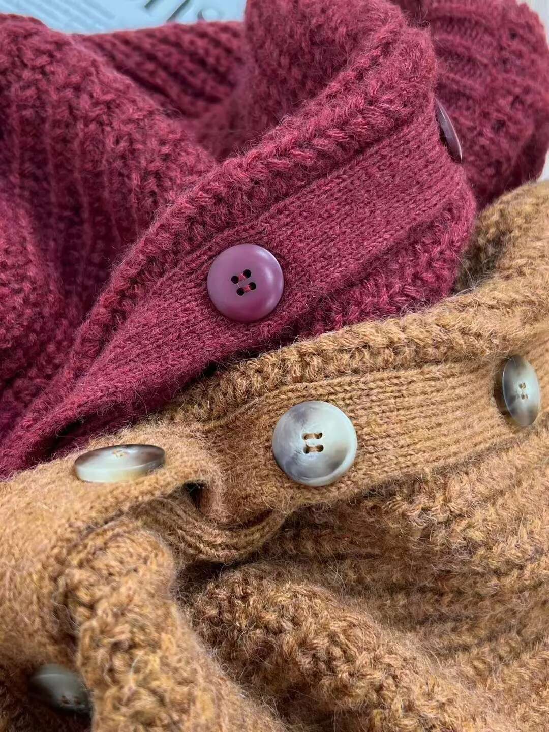 Alpaca Blends Sweater Women's Solid Color Single Breasted Round Neck Long Sleeve Female Knit Cardigan