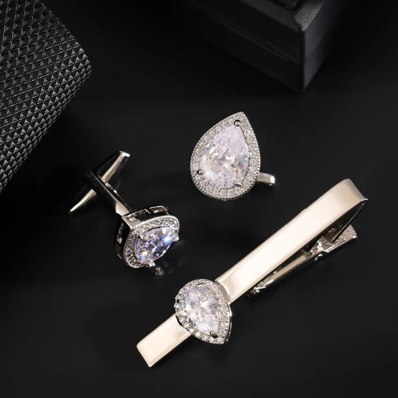 water drop zircon cufflinks jewelry mens and womens French shirt crystal rhinestone cufflinks wedding accessories gifts 250110