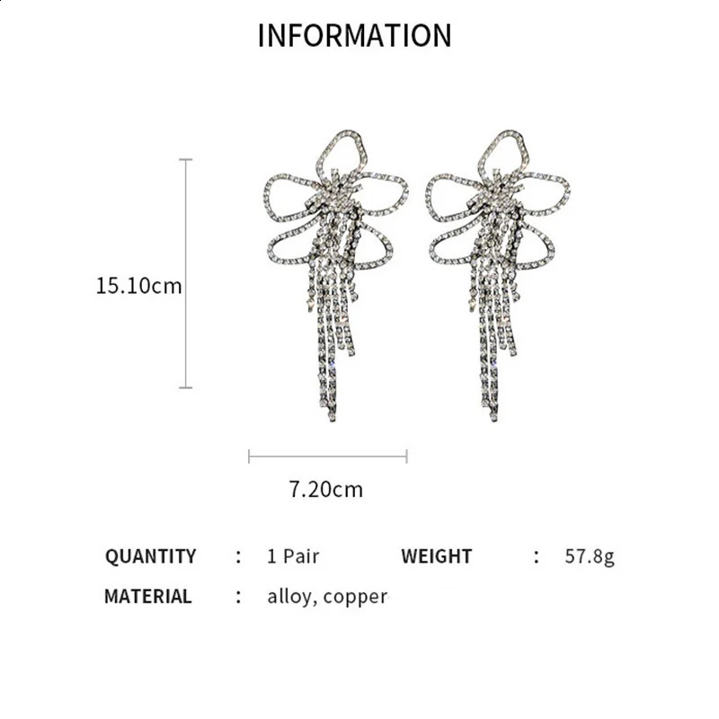 Fashion long flowing Su water diamond womens pendant earrings oversized hollow flower pendant earrings statement jewelry 250110
