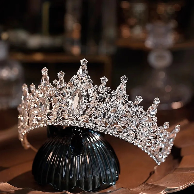 DIEZI Baroque Big Water Drop Crystal Tiara Crown For Women Girls Wedding Elegant Bridal Princess Party Hair Dress Jewelry250108