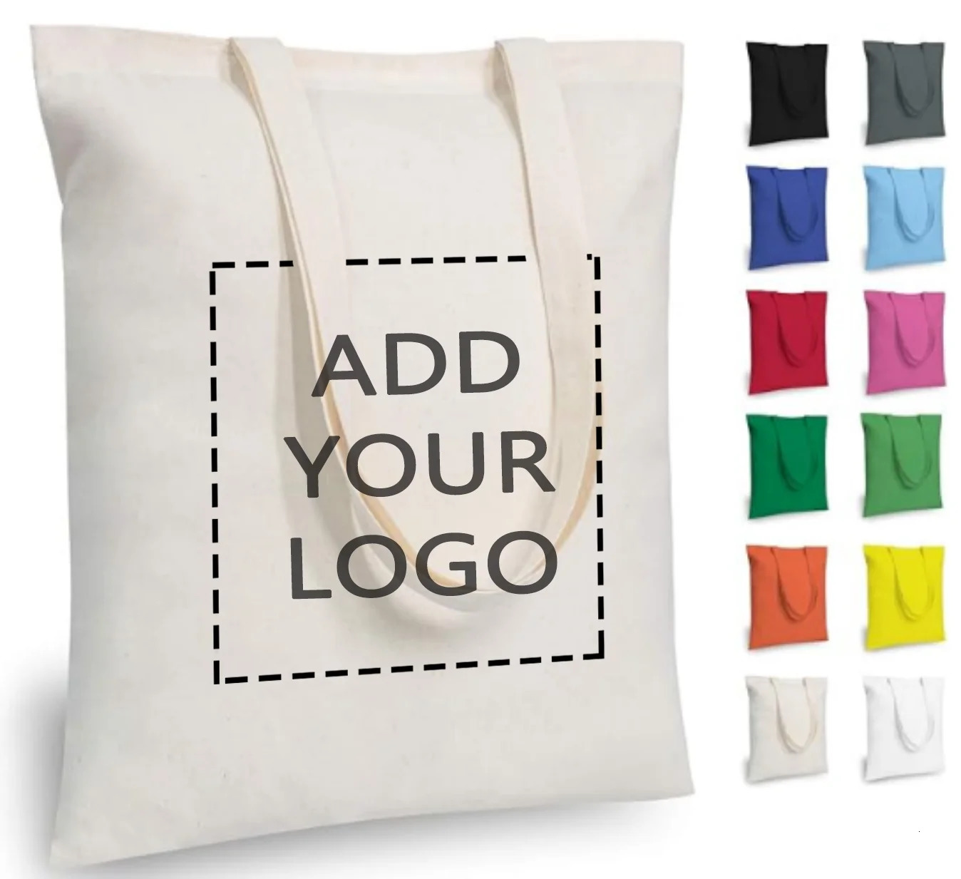 5/10/50pcs/lot Customized canvas shopping bag womens large capacity tote bags daily commuting bag print your 37x40cm250114