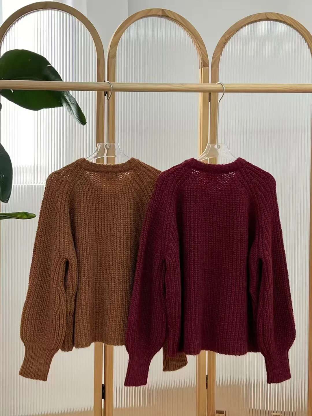 Alpaca Blends Sweater Women's Solid Color Single Breasted Round Neck Long Sleeve Female Knit Cardigan