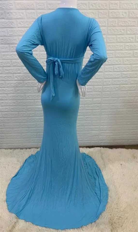 2024 Cotton Pregnant Womens Wedding Photography Sexy V-neck Pregnant Womens Fancy Dress Photography Props Maxi Dress W250113