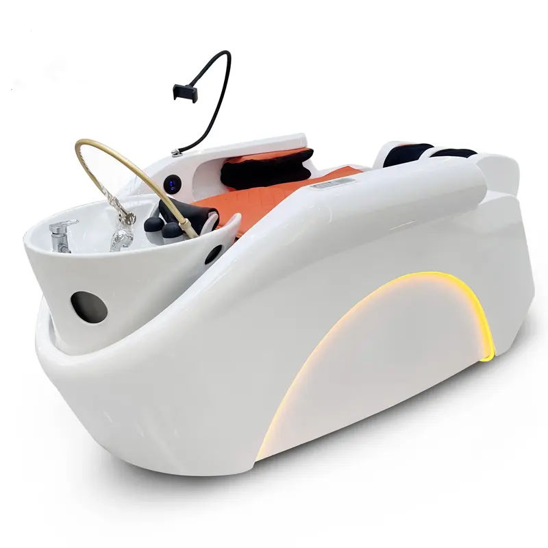 Ceramic Barber Shop Salon Furniture Head Spa Therapy Equipment Electric Smart Massage Bed Shampoo Massage Bed Beauty Salon