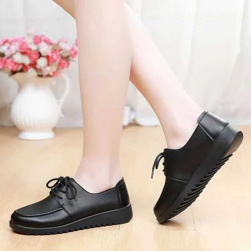 Shoes for Women Spring Autumn Soft Soled Loafers Black Leather N-slip Casual Platform Comfortable Work Shoes Flat SneakesXJ250113