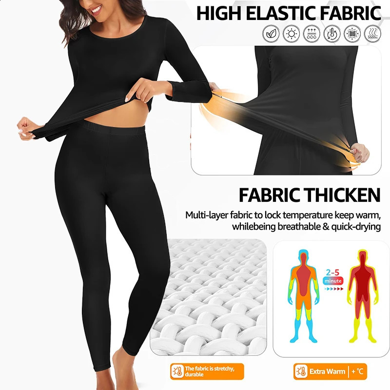 Thermal Underwear for Women Long Johns Base Layer Cold Weather Top Bottom Womens Set 250102