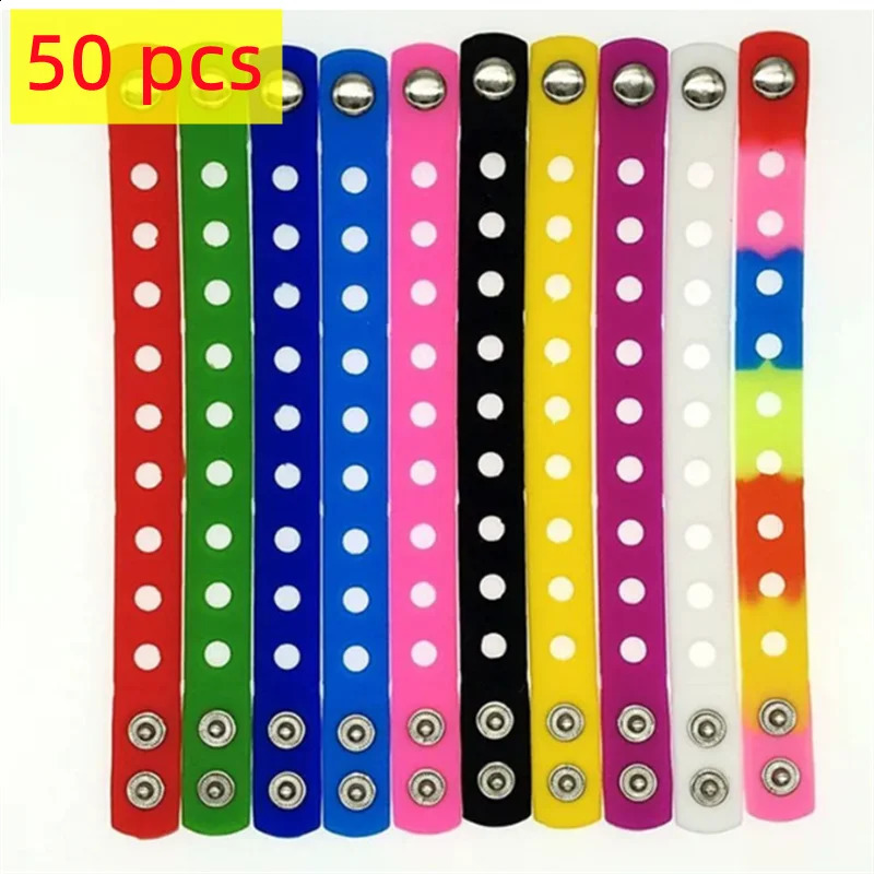 50pcs 18CM Wristbands Silicone Bracelets Fit Shoe Charms Kids gifts 250107