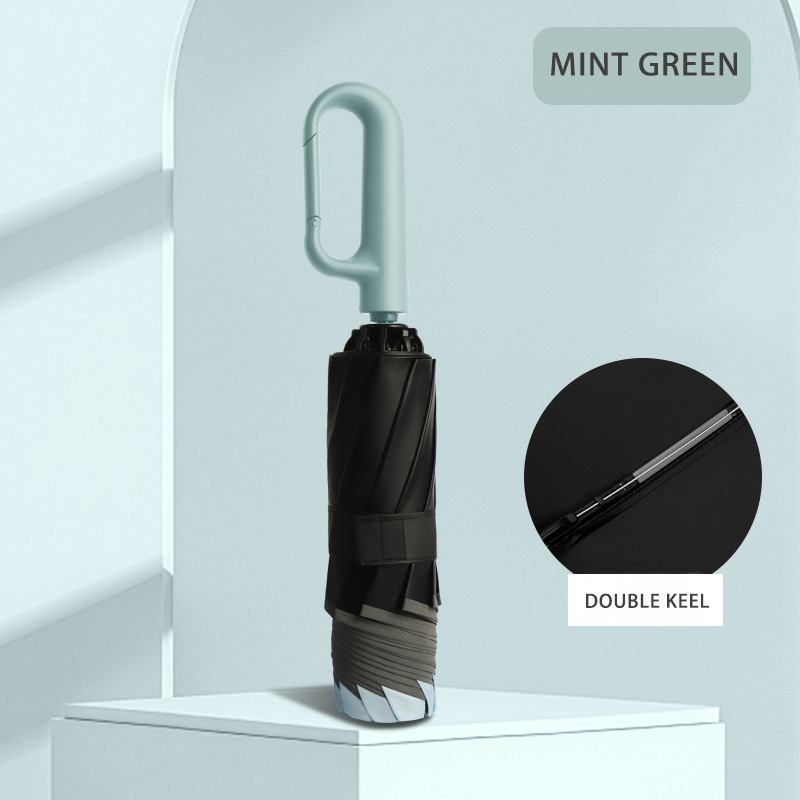 Large-Sized Auto Folding Umbrella for All Weather Conditions - Includes Durable Ring Hook and Anti-UV Features